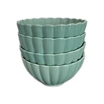 Set Of Four (4) Pioneer Woman Colette Green Scallop 6" Stoneware Bowls. Fixed Price $48.00.