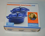 Rachael Ray - Two 12 Ounce Mini Oval Casseroles Blue Enamel Cast Iron Cookware. Fixed Price $39.09.