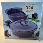Nib Rachael Ray Cucina 3PC Round Purple Stoneware 1.5 And 2 Qt Casserole/lid Set. Fixed Price $50.00.