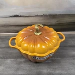 Creuset Enameled Cast Iron Figural Pumpkin Cocotte 4 Qt. Persimmon Scuffed Ob. Fixed Price $299.95.