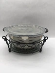 Temp-tations Old World Black 1.5QT Bowl Rack Glass Trivet Set W/lid. Fixed Price $21.95.