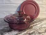 Corning Visions Casserole Dish Cranberry 24 Oz V-30-B W/lids V-30-PC &pyrex V1C. Fixed Price $13.26.