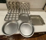 9 Vtg Aluminum Ekco Mini Muffin Cake Loaf Lot Pans Comet Square Baking R-430. Fixed Price $29.99.