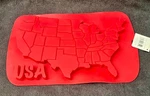 Usa America Map Red Silicone Celebrate It Bakeware Mold 13" X 8" Ice Cube Tray. Fixed Price $10.99.