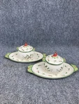 Set Of 2 Temptations Presentable Ovenware Cardinal Holiday Serving Plates Crocks. Fixed Price $38.95.