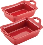 Rachael Ray Au Gratin Bakeware Set 2 Piece Rectangular Ceramic Baking Dish Red. Fixed Price $38.99.