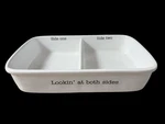 Mud Pie Divided Casserole Baker Dish White 13 X 8 2.5 Lookin At Both Sides. Fixed Price $34.97.
