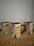Temptations Old World Vivid Green - Cream Lot Set 3 Coffee Cups Mugs. Fixed Price $14.99.