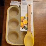 Kitchen Smart Lemon Pattern Spoon And Cupcake Pan Silicone Wood. Fixed Price $17.58.