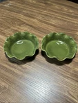 Emile Henry Scalloped Ceramic Pie Dish In Green Set Of 2. Fixed Price $40.00.