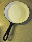 Cooks Essentials 9" Cast Iron Enamel Navy Blue White Cooking Frying Pan Skillet. Fixed Price $19.99.
