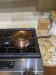 Matfer Bourgeat Copper Sauce Pan #18 With Lid, France, 7.5"DIA 4"DEEP (heavy). Fixed Price $350.00.