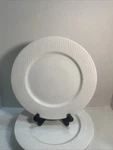 4-TEMPTATIONS Ovenware Woodland 10.5" White Dinner Plates Temp-tation 3344. Fixed Price $44.00.