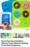 Bakhuk Donut Pan, 2PCS Nonstick Silicone Molds For Baking, 6 Full-size. Fixed Price $15.00.