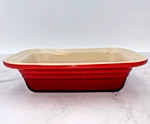 Le Creuset Stoneware Pan Meatloaf Cerise Red Color No Lid 06.30. Fixed Price $23.00.