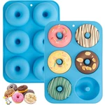 Aichoof 2-PACK Blue Silicone 6-CAVITY Donut Pans, Nonstick, Easy Release Lfgb. Fixed Price $16.14.