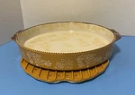 2 Pc Temptations Floral Lace Orange Casserole Baking Dish Handle W Trivet 10.5. Fixed Price $22.88.