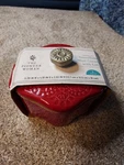 Pioneer Woman Stoneware 2 Cup Snowflake Cocotte With Lid, Red Vintage Lace. Fixed Price $13.49.