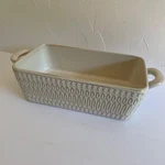 World Market Stoneware Baking Loaf Pan Natural White Beige Honeycomb. Fixed Price $20.00.