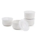 Mosuji 10 Oz Set Of 4 Oven-safe Porcelain Ramekins With Lids, Large White Sou.... Fixed Price $29.47.