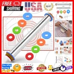 Elegant 17-INCH Stainless Steel Rolling Pin With Non-slip Silicone Baking Mat. Fixed Price $31.19.