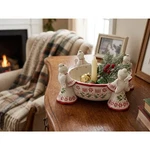 Temp-tations By Tara 1.5 Qt Ceramic Angel Bowl Christmas Holly & Peppermint. Fixed Price $40.00.