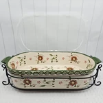 Temp-tations Poinsettia 4QT Casserole Metal Carry Rack Cover Christmas Old World. Fixed Price $19.95.