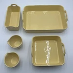 Temp-tations By Tara Yellow Bakeware Set Ceramic Oven Dish Ramekins Woodland. Fixed Price $39.95.