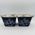 Temptations Floral Lace Blue 10 Oz Square Bakeware Ramekins Set Of 2. Fixed Price $18.99.