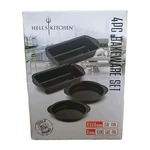 Hell's Kitchen 4PC Bake Ware Set 2 11.5 Loaf Pan & 11IN Round Cake Nostick. Fixed Price $27.99.