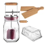 Kilner Butter Churner Glass Jar Manual + Paddles Dish. Fixed Price $107.42.