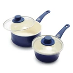 Greenlife Soft Grip 1QT And 2QT Saucepan Set, Healthy Ceramic Nonstick, Dishw.... Fixed Price $35.87.