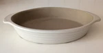 Pampered Chef Family Heritage Stoneware Beige Small Oval Baker Round 6" X 8". Fixed Price $25.00.