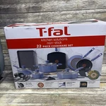 T-fal Kitchen Solutions Ceramic, 22 Piece Cookware Set, Blue *open Box. Fixed Price $69.99.