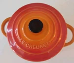 Le Creuset Stoneware Flame 10CM Mini Round Cocotte With Lid Unused Condition. Fixed Price $28.50.