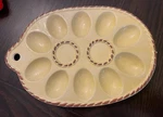 Vintage Yellow Ceramic Deviled Egg Tray Made Japan Viking Original Label. Fixed Price $11.00.