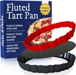 Fluted Tart Pan 9 Inch Removable Bottom With Patented Silicone Crust Shaper No. Fixed Price $44.95.