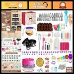 720PCS Cake Decorating Set - Turntable, Pans, Piping Tips, Spatulas & Tools. Fixed Price $86.99.