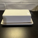 Mainstays Glazed Stoneware Butter Dish, White, Airtight Lid, Microwave-safe. Fixed Price $17.74.
