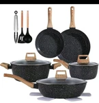 Granite Stone 15-PIECE Nonstick Aluminum Pan Set W/ Lids, 9.5 & 11. Fixed Price $89.99.