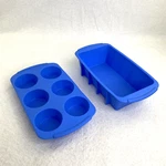 Wilton Easy-flex Blue Silicone (lot Of 2) Muffin/cupcake Pan, Bread Loaf. Fixed Price $18.99.