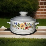 Stoneware Sweet Flowers Bake Serve 'n Store Single-serving Size Bowl With Lid. Fixed Price $11.99.