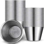 Potchen 48 Pack 2.5 Oz Metal Ramekins Sauce Cups Stainless Steel Silver. Fixed Price $46.99.