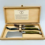 Laguiole Jean Dubost Stainless Steel Cheese Knife Set 3PC Green Wood Box New. Fixed Price $24.98.