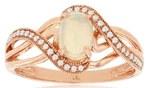.60CT Diamond & Aaa Opal 14KT Rose Gold Round Oval Criss Cross Love Knot Ring. Fixed Price $2106.07.