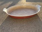 Descoware Oval Augratin Fish Belgium Fe 14H 34 P Orange Enamel Cast Iron 60S. Fixed Price $19.99.