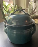Hand Thrown Pottery Stoneware Bread, Bundt, Cake, Tart Covered Baker Zappa Teal. Fixed Price $45.00.