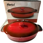 New Parini Cookware Non Stick Ceramic Bakeware Dish Oval Baker Open Box. Fixed Price $19.99.