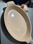 Creuset Stoneware Handled Oval Au Gratin Casserole Baking Dish, Cerise. Fixed Price $75.00.