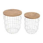 Global Archive Nested Storage Solid Wood And Metal Basket End Tables (set Of 2). Fixed Price $143.48.